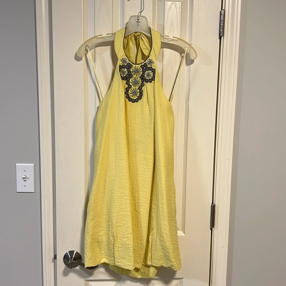 BCBG MaxAzria yellow halter dress
